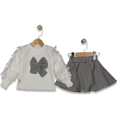 KIZ 3/7 YAŞ FİYONKLU KAZ AYAĞI ETEKLİ TAKIM