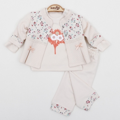 KIZ 3/9 AY ÇİÇEKLİ DEDAYLI 3,LÜ YAKALI TAKIM