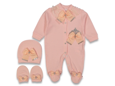 KIZ 3/9 AY TAŞLI KRALİÇE TAÇ NAKIŞLI DANTELLİ FİYONKLU TULUM SETİ