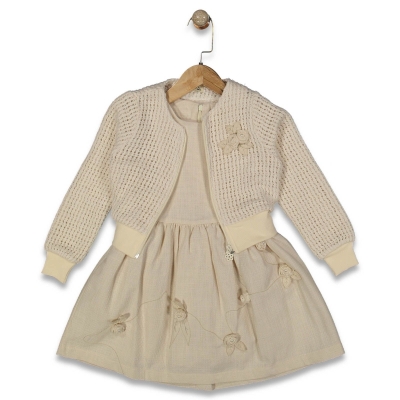 KIZ 4/7 YAŞ TRİKO HIRKALI GÜLLÜ TAKIM