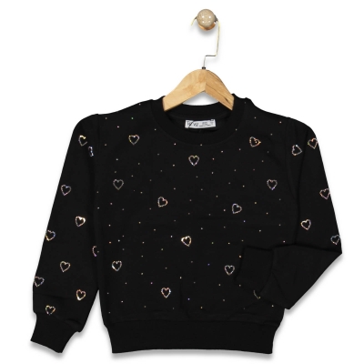 KIZ 4/8 YAŞ 2 İP KALPLİ TAŞLI  SWEAT