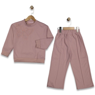 KIZ 5/12 YAŞ KELEBEK NAKIŞLI TAŞLI 2Lİ TAKIM