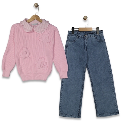 KIZ 5/8 YAŞ ÇİZGİ YAKA TRİKO TAKIM