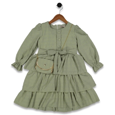 KIZ 5/8 YAŞ GOFRE KATLI ORTA BOY ELBİSE