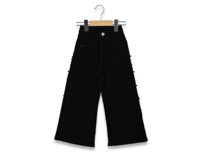 KIZ 5/8 YAŞ İNCİLİ BOL PAÇA KOT PANTOLON