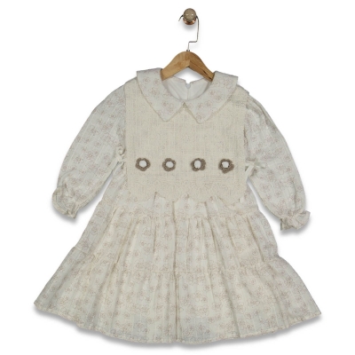 KIZ 6/10 YAŞ ÇİÇEK BASKILI GARSON ELBİSE