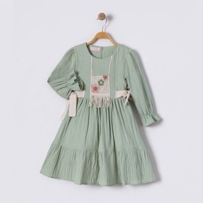 KIZ 6/12 YAŞ FİYONKLU ÇİÇEKLİ ELBİSE