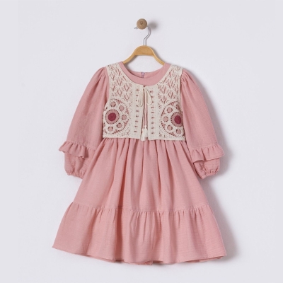 KIZ 6/12 YAŞ TRİKO YELEKLİ ELBİSE