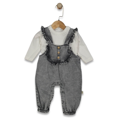 KIZ 6/18 AY 3 DÜĞMELİ FIRFIRLI KOT SLOPET