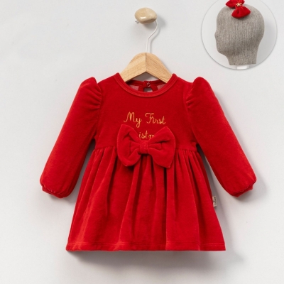 KIZ 6/18 AY CHRİSTMAS KADİFE ELBİSE