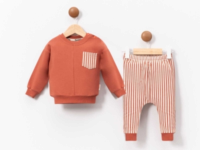 KIZ 6/18 AY ÇİZGİLİ PANTALONLU 2Lİ TAKIM