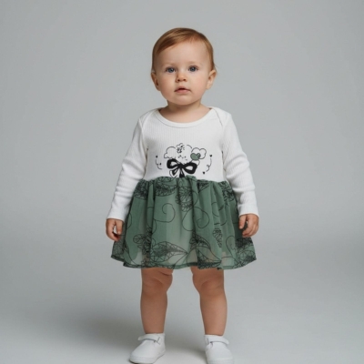 KIZ 6/18 AY FİYONKLU BASKILI ETEKLİ ÇITÇITLI BADİ