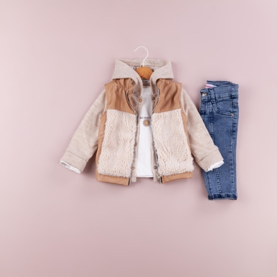 KIZ 6/24 AY DESENLİ PELUŞLU DERİ YELEK