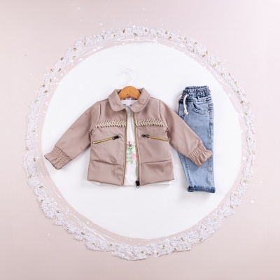 KIZ 6/24 AY SİMLİ DANTELİ HIRKALI TAKIM