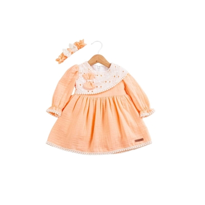 KIZ 6/24 AY YAKA BRODELİ AYLIK ELBİSE