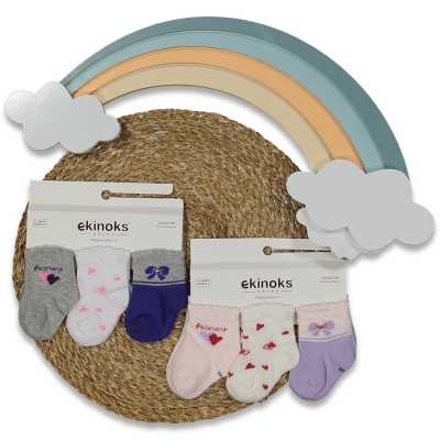 KIZ 6/6 AY 12&#039;Lİ ŞANS DESEN KIZ BEBE MEVSİMLİK SOK