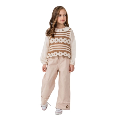 KIZ 6/9 YAŞ FLOWER SÜVETER TAKIM