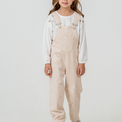 KIZ 6/9 YAŞ KELEBEK APLİKLİ SALOPET