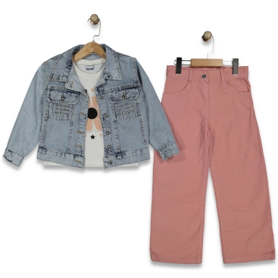 KIZ 6/9 YAŞ KOT CEKETLİ TAKIM