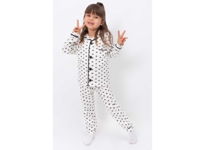 KIZ 7/10 YAŞ KALP BASKILI PİJAMA TAKIM