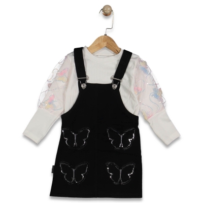 KIZ 7/10 YAŞ KELEBEK NAKIŞLI SLOPETLİ TAKIM