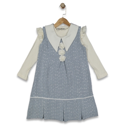 KIZ 7/10 YAŞ PUANTİYELİ GÜLLÜ ELBİSE