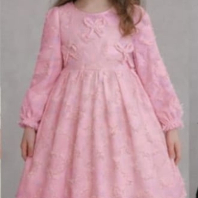 KIZ 7/11 YAŞ ÖNDEN KURDELALI KESME APLİKLİ KETEN E