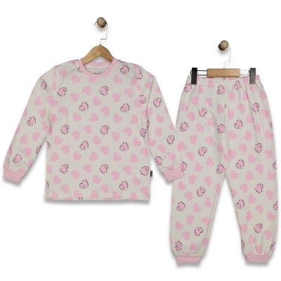 KIZ 7/9 YAŞ KALPLİ PJAMA TAKIM