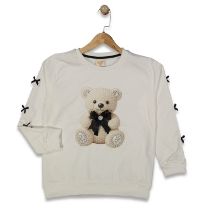 KIZ 8/14 YAŞ AYICIK BASKILI KOLLAR FİYONKLU UZUN