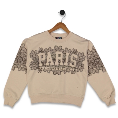 KIZ 8/16 YAŞ 2 İP DANTEL PARİS BASKILI SWEAT