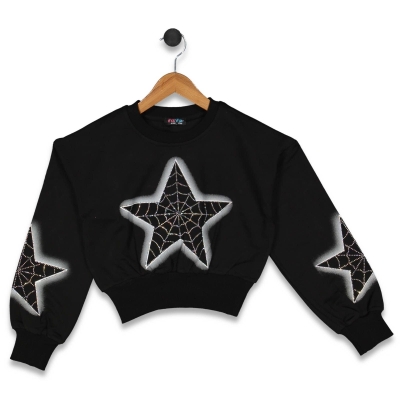 KIZ 8/16 YAŞ 2 İP YILDIZ BASKILI VE TAŞLI SWEAT