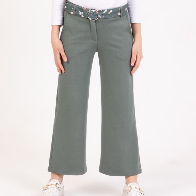 KIZ 9/12 YAŞ ÇİÇEK KEMERLİ PANTOLON