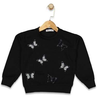 KIZ 9/12 YAŞ İNCİLİ KELEBEKLİ BADİ SWEAT