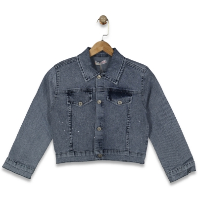 KIZ 9/12 YAŞ LİKRALI KOT SERPME TAŞLI CEKET