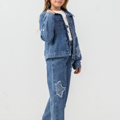 KIZ 9/12 YAŞ STAR TAŞLI KOT TAKIM