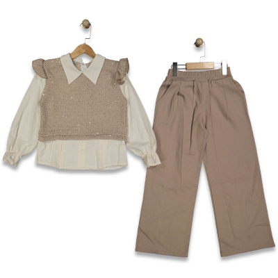 KIZ 9/12 YAŞ TRİKOLU GÖMLEK TAKIM