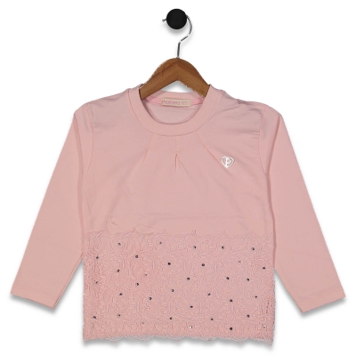 KIZ 9/12  YAŞ YARI DANTEL TAŞLI  TSHİRT