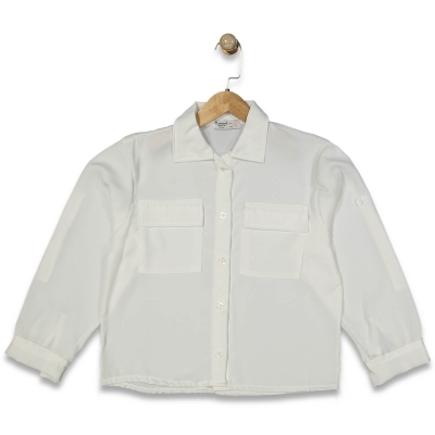 KIZ 9/14  YAŞ KAPAKLI CEPLİ GÖMLEK