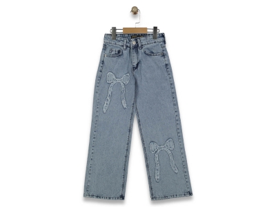 KIZ 9/16 YAŞ BOL PAÇA BÜYÜK FİYONKLU KOT PANTALON