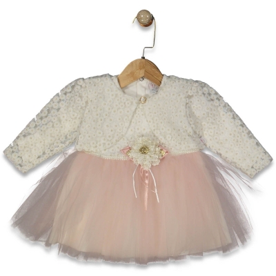 KIZ 9/18 AY ALTIN SİM ÇİÇEKLİ BOLEROLU ELBİSE