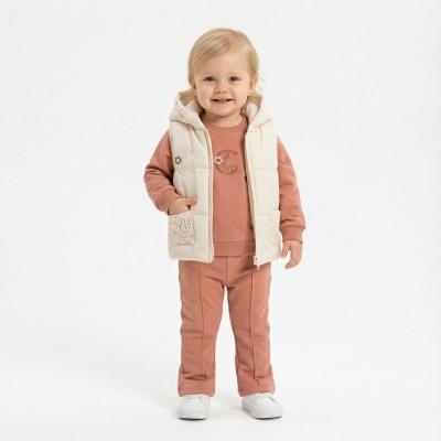 KIZ 9/18 AY OTANTİK C DESENLİ ELYAFLI YELEKLİ 3LÜ