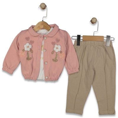 KIZ 9/18 AY TRİKO ÇİÇEKLİ TAKIM