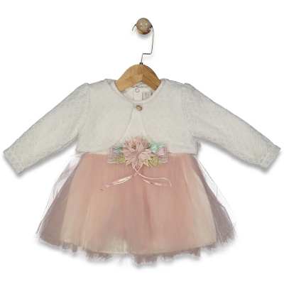 KIZ 9/18 AY YAPRAK DESENLİ ÖRME BOLEROLU ELBLSE