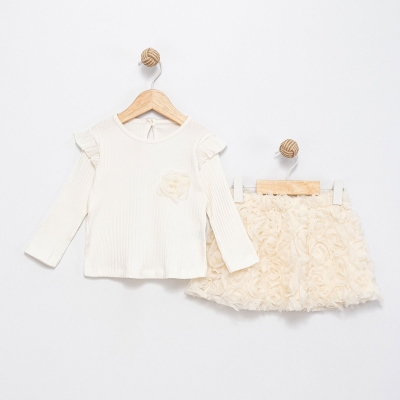 KIZ 9/24 AY AKSESUARLI GÜLLÜ ETEKLİ KIZ TAKIM