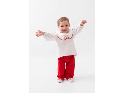 KIZ 9/24 AY BABY BAYRAMLIK KURDELA YAKA ÇİÇEK DETA