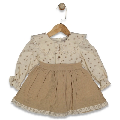 KIZ 9/24 AY BEBE YAKALI MÜSLİN ELBİSE