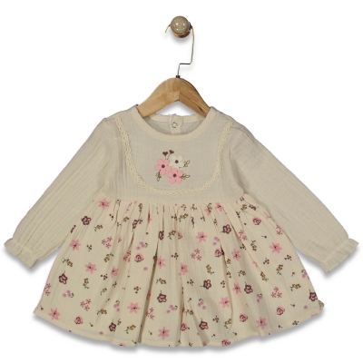 KIZ 9/24 AY ÇİÇEK NAKIŞLI ELBİSE