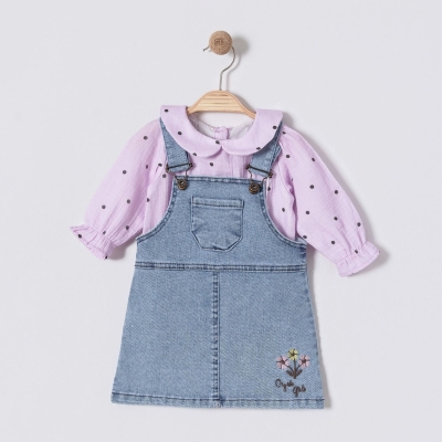 KIZ 9/24 AY ÇİÇEK NAKIŞLI GÖMLEKLİ JİLE