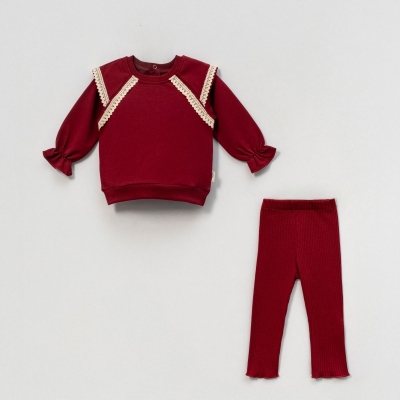 KIZ 9/24 AY DANTEL DETAYLI TAYTLI MEVSİMLİK TAKIM