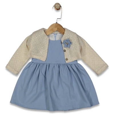 KIZ 9/24 AY ELBİSE DANTEL HIRKA 2Lİ TAKIM